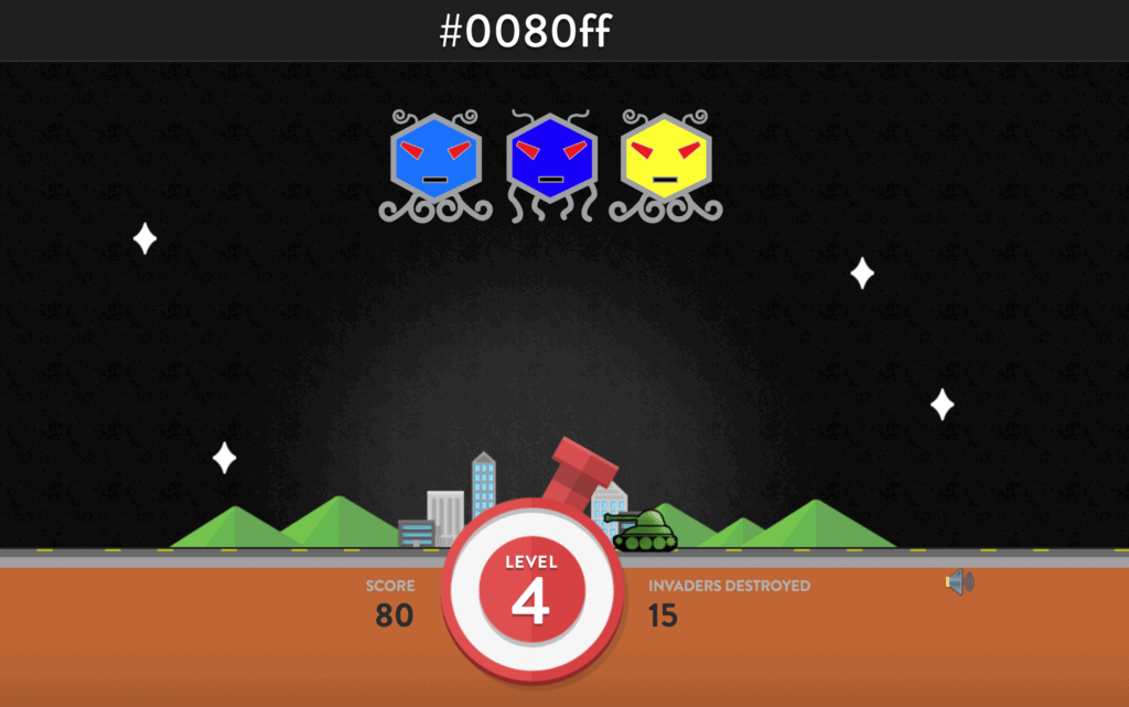 hex invaders game screen