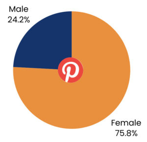 Pinterest user split between male and female 2025